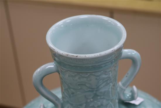 A large Chinese celadon glazed Hundred Shou vase